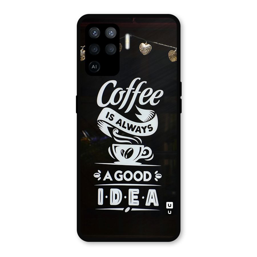 Coffee Idea Metal Back Case for Oppo F19 Pro
