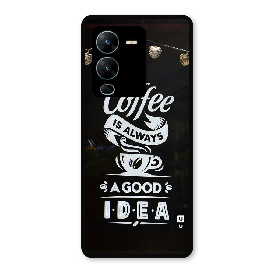 Coffee Idea Metal Back Case for Vivo V25 Pro