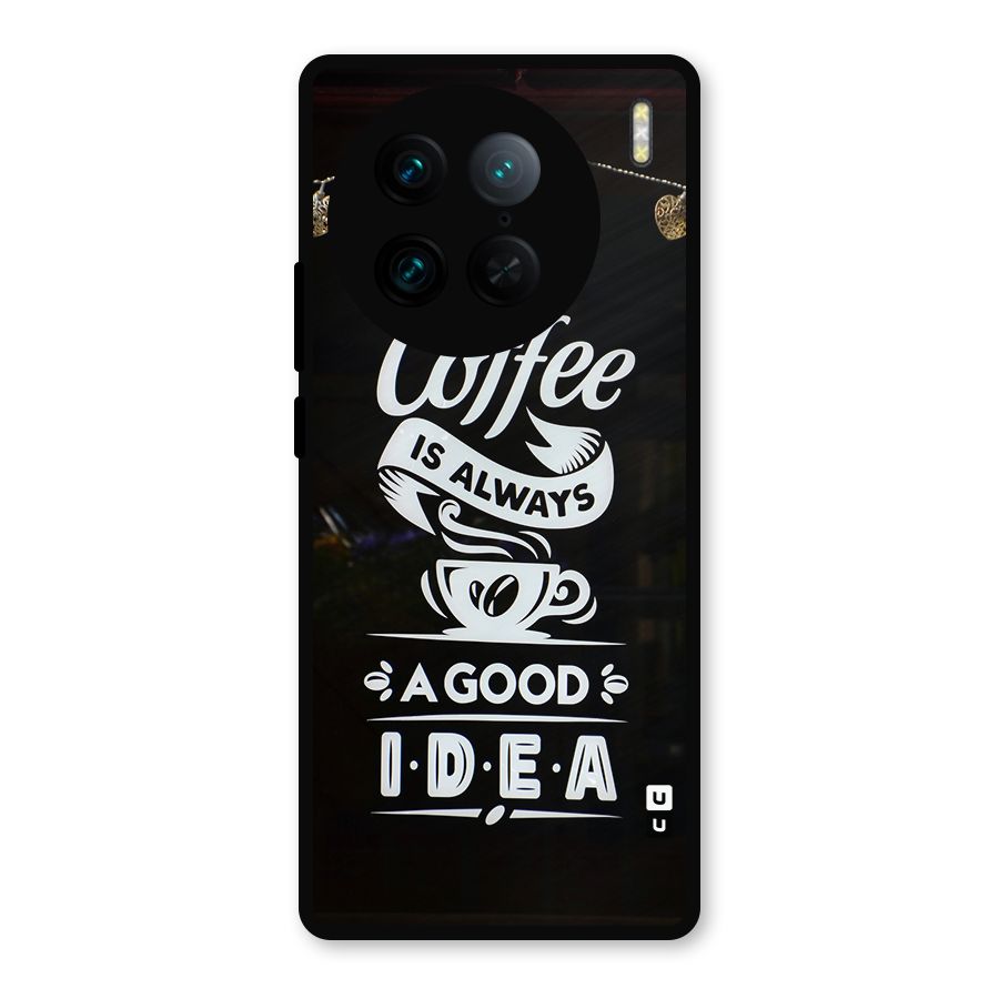 Coffee Idea Metal Back Case for Vivo X90 Pro