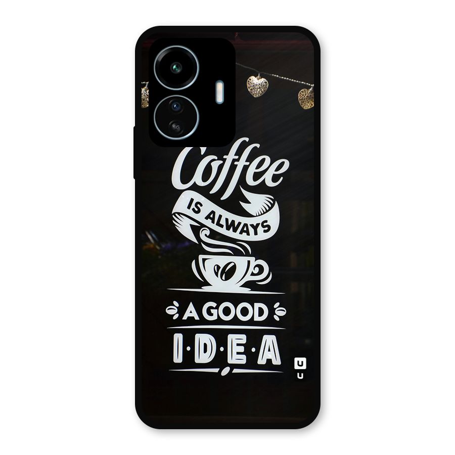 Coffee Idea Metal Back Case for vivo iQOO Z6 Lite 5G