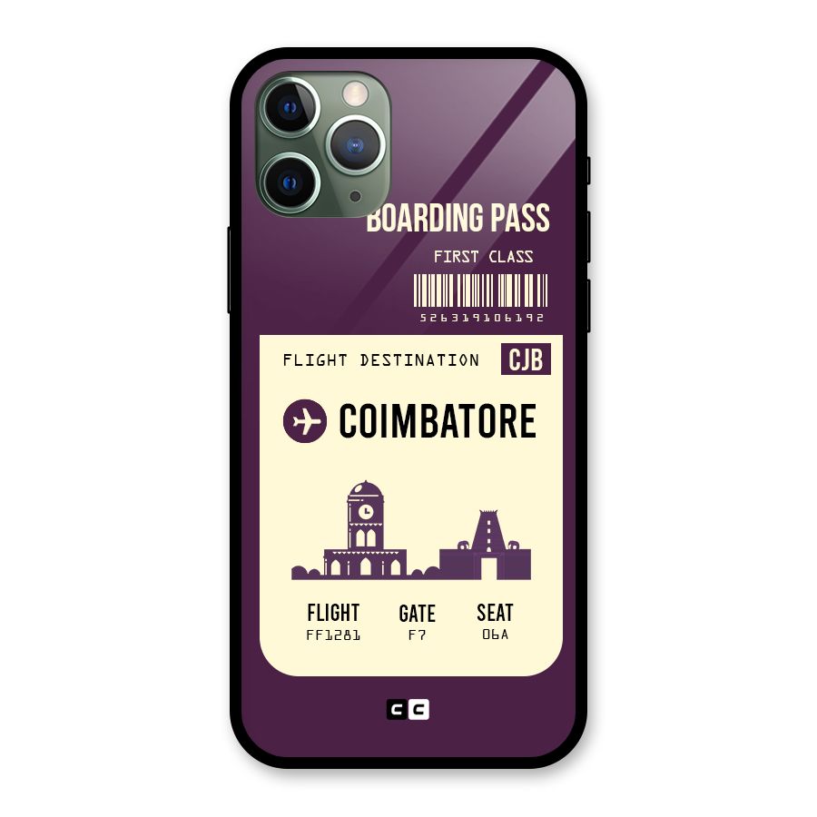 Coimbatore Boarding Pass Glass Back Case for iPhone 11 Pro