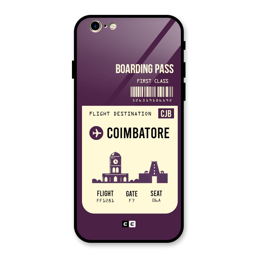 Coimbatore Boarding Pass Glass Back Case for iPhone 6 6S