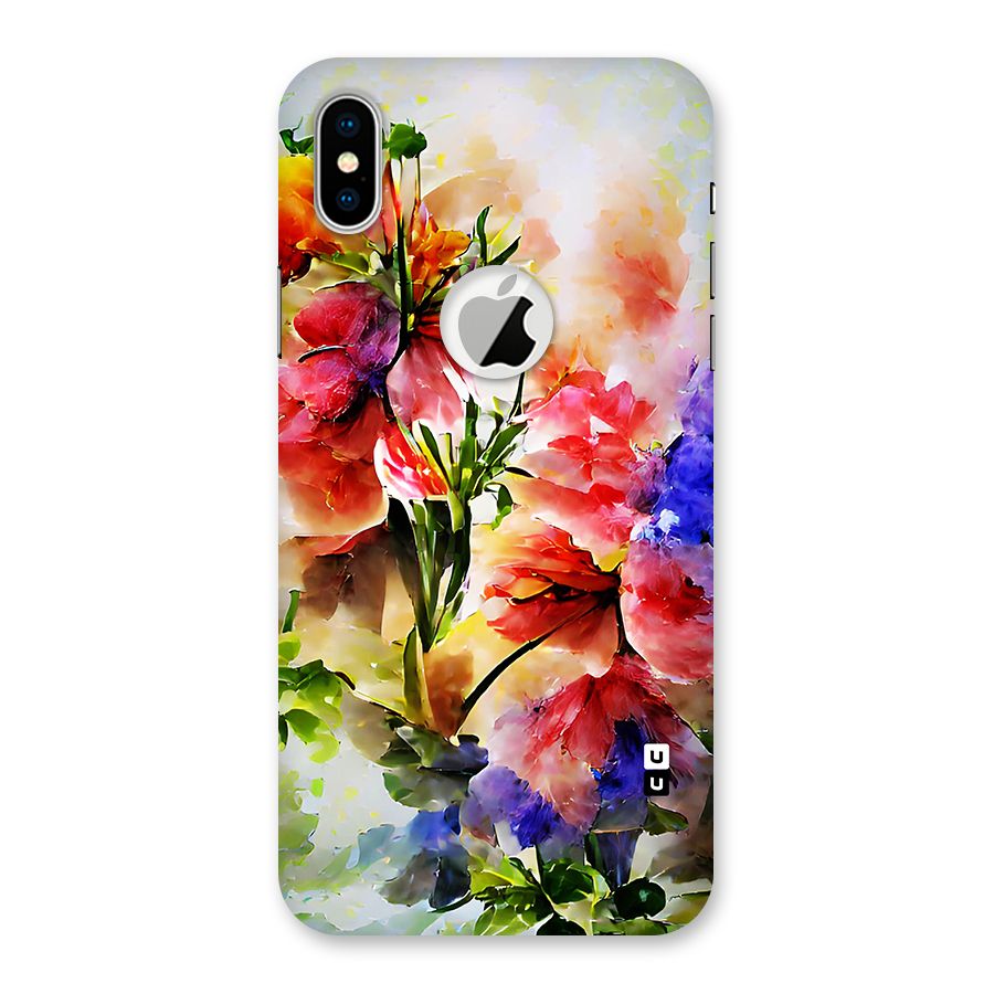 Colorful Flowers Fine Art Back Case for iPhone XS Logo Cut