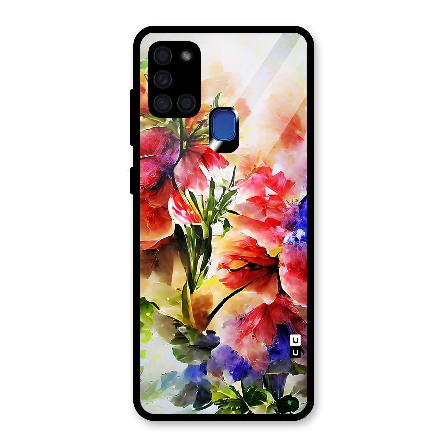 Colorful Flowers Fine Art Glass Back Case for Galaxy A21s