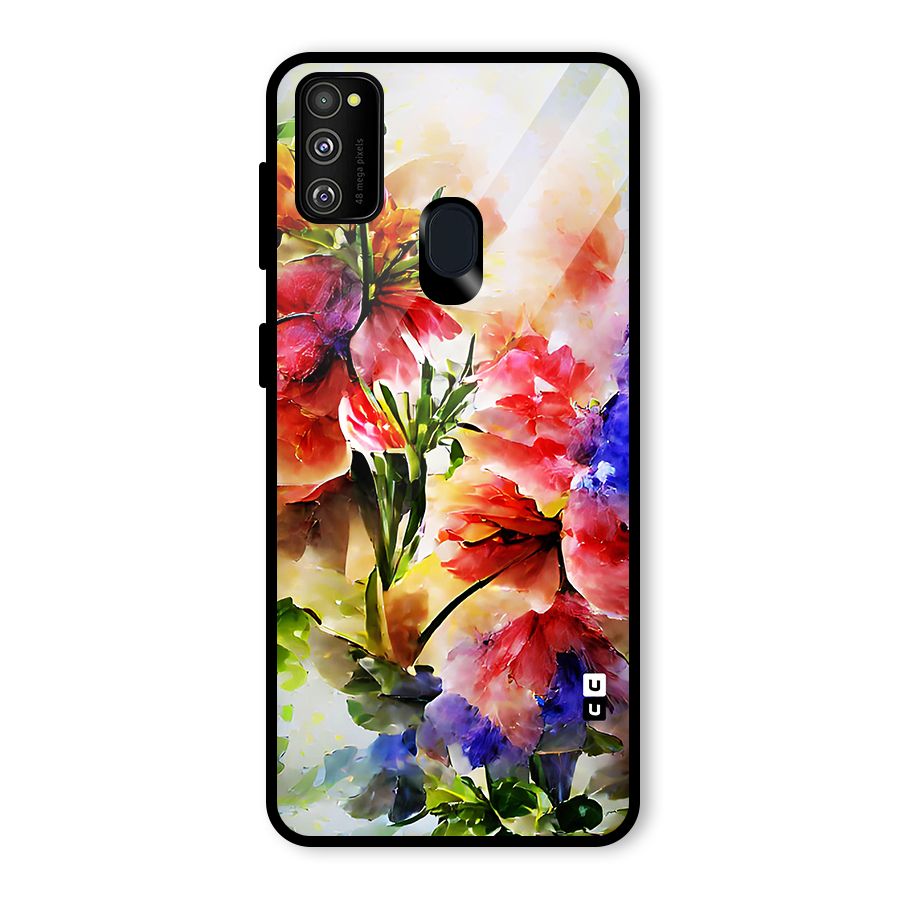 Colorful Flowers Fine Art Glass Back Case for Galaxy M21