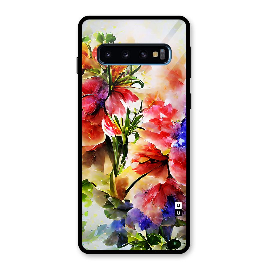 Colorful Flowers Fine Art Glass Back Case for Galaxy S10