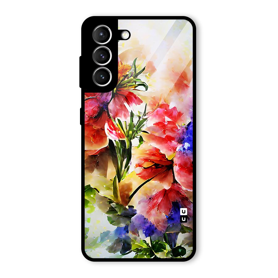 Colorful Flowers Fine Art Glass Back Case for Galaxy S21 5G