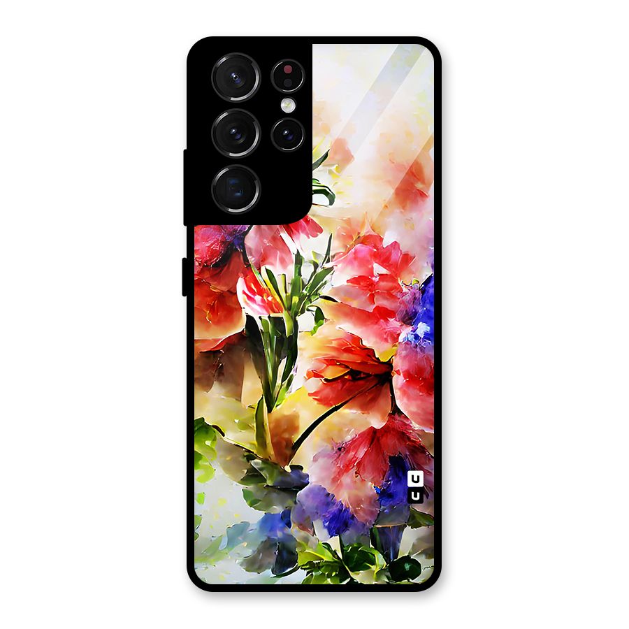 Colorful Flowers Fine Art Glass Back Case for Galaxy S21 Ultra 5G