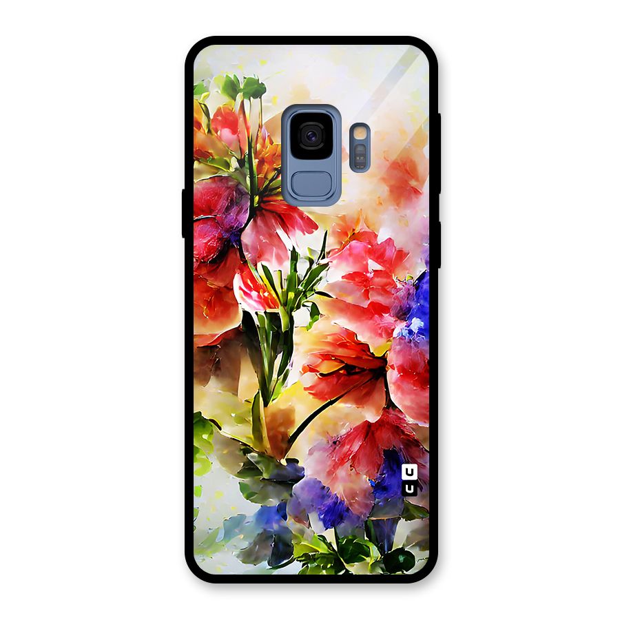 Colorful Flowers Fine Art Glass Back Case for Galaxy S9