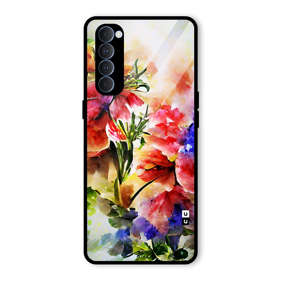Colorful Flowers Fine Art Glass Back Case for Oppo Reno4 Pro