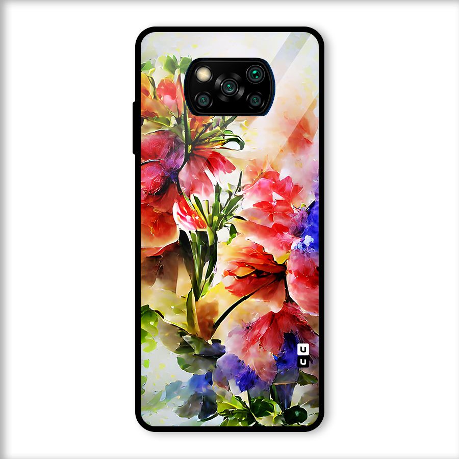 Colorful Flowers Fine Art Glass Back Case for Poco X3