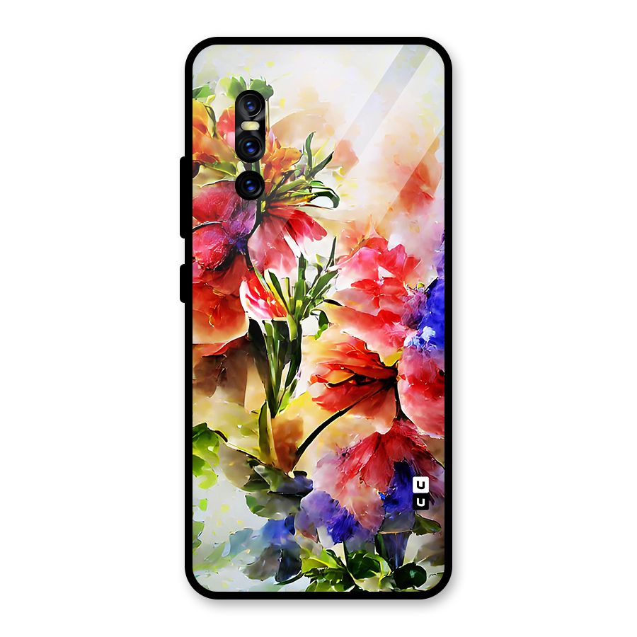 Colorful Flowers Fine Art Glass Back Case for Vivo V15 Pro