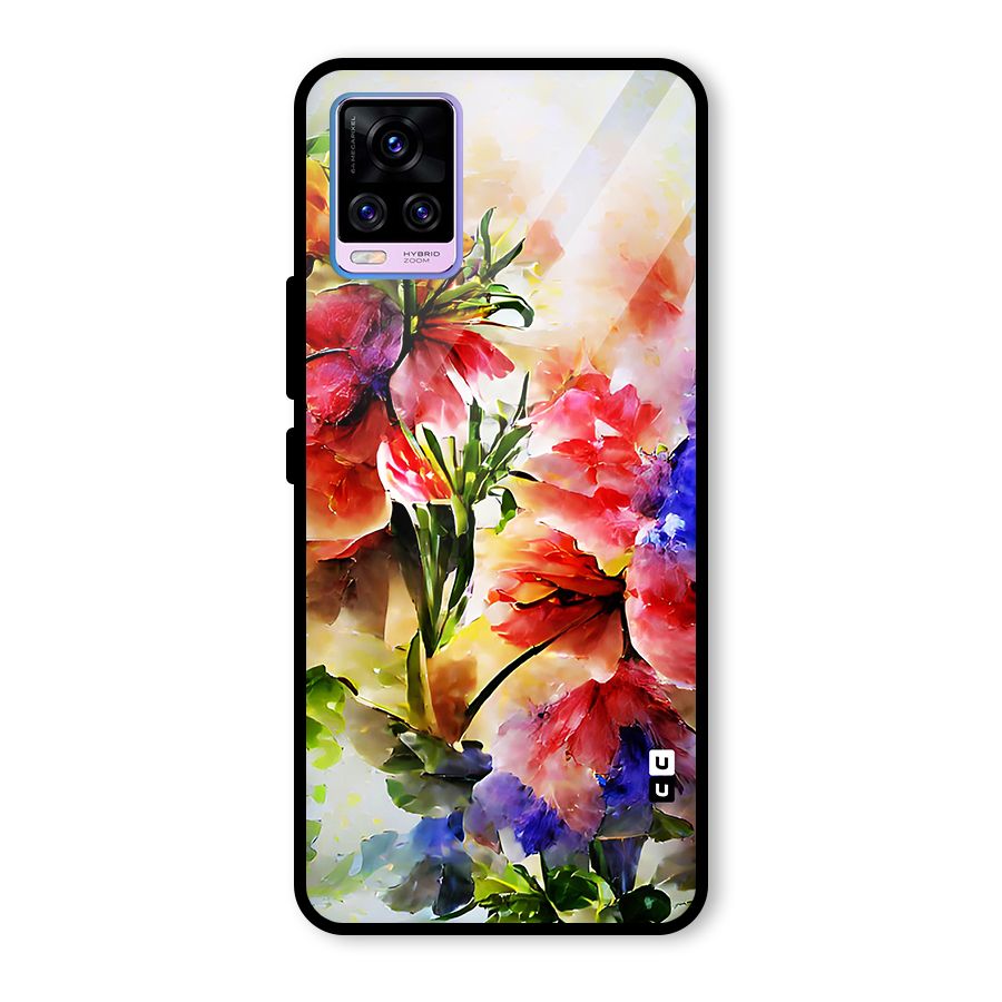 Colorful Flowers Fine Art Glass Back Case for Vivo V20 Pro