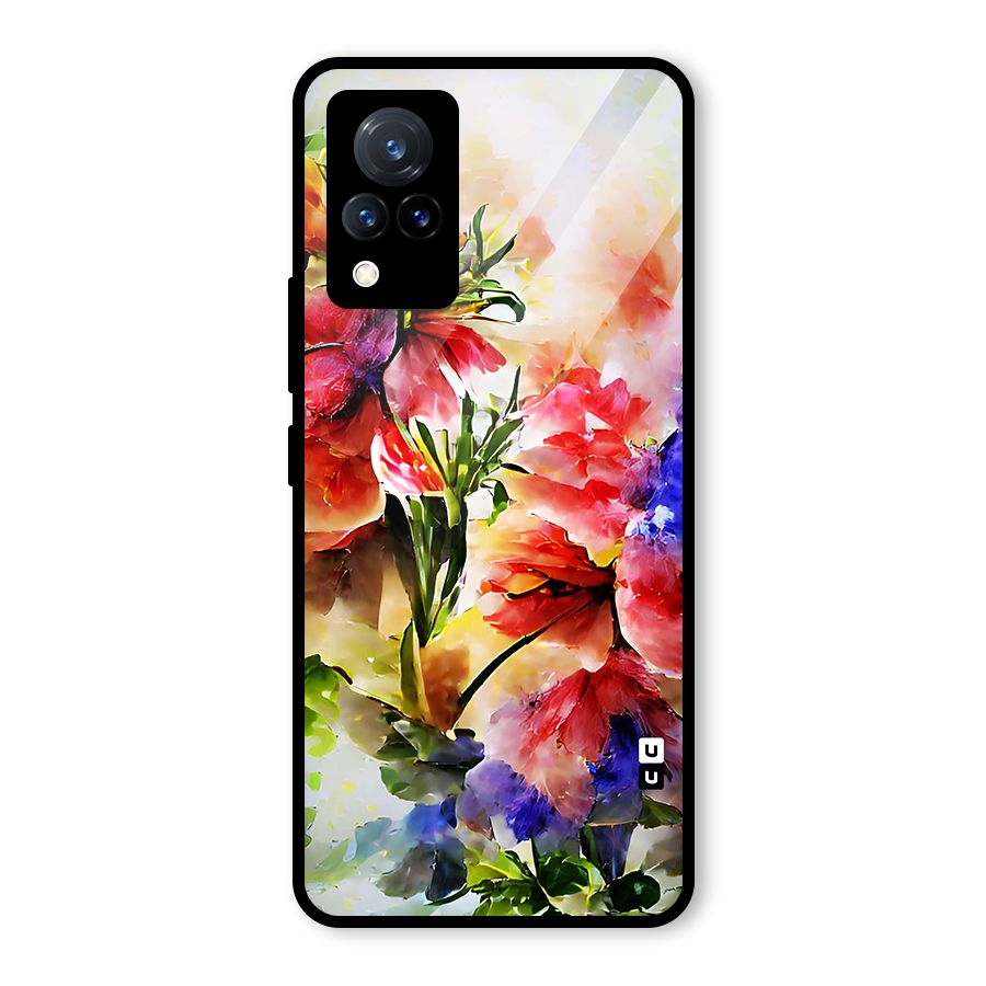Colorful Flowers Fine Art Glass Back Case for Vivo V21 5G