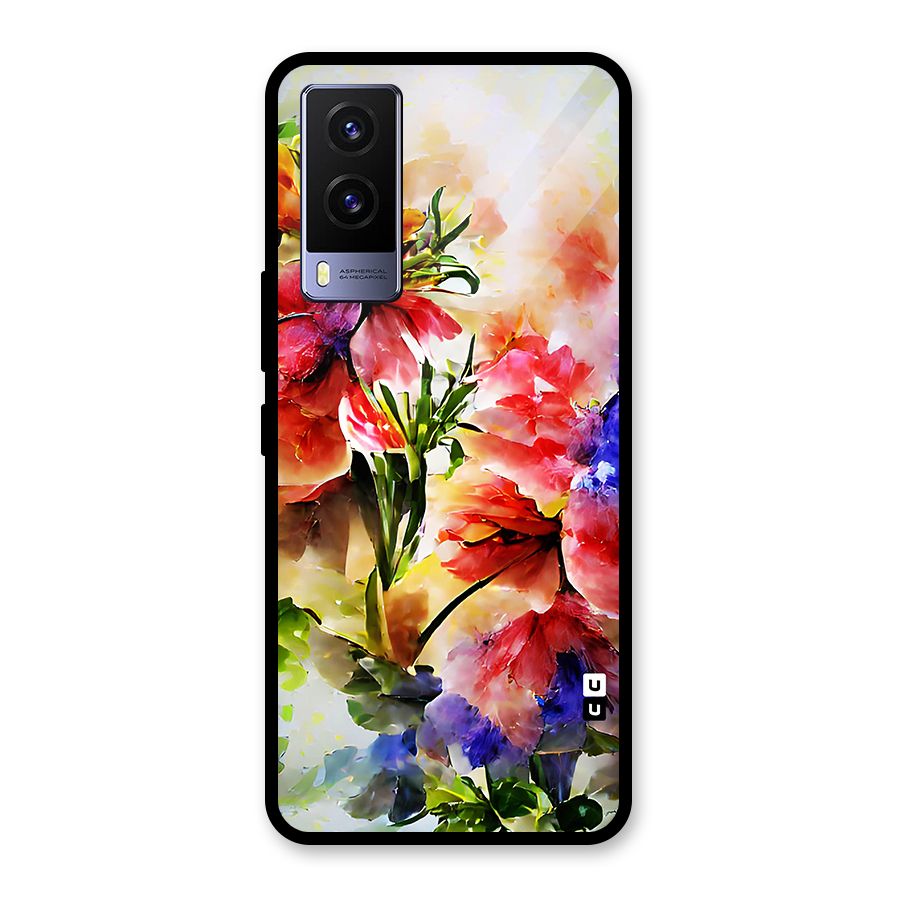 Colorful Flowers Fine Art Glass Back Case for Vivo V21e 5G