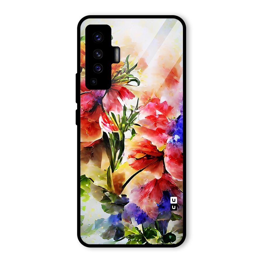 Colorful Flowers Fine Art Glass Back Case for Vivo X50