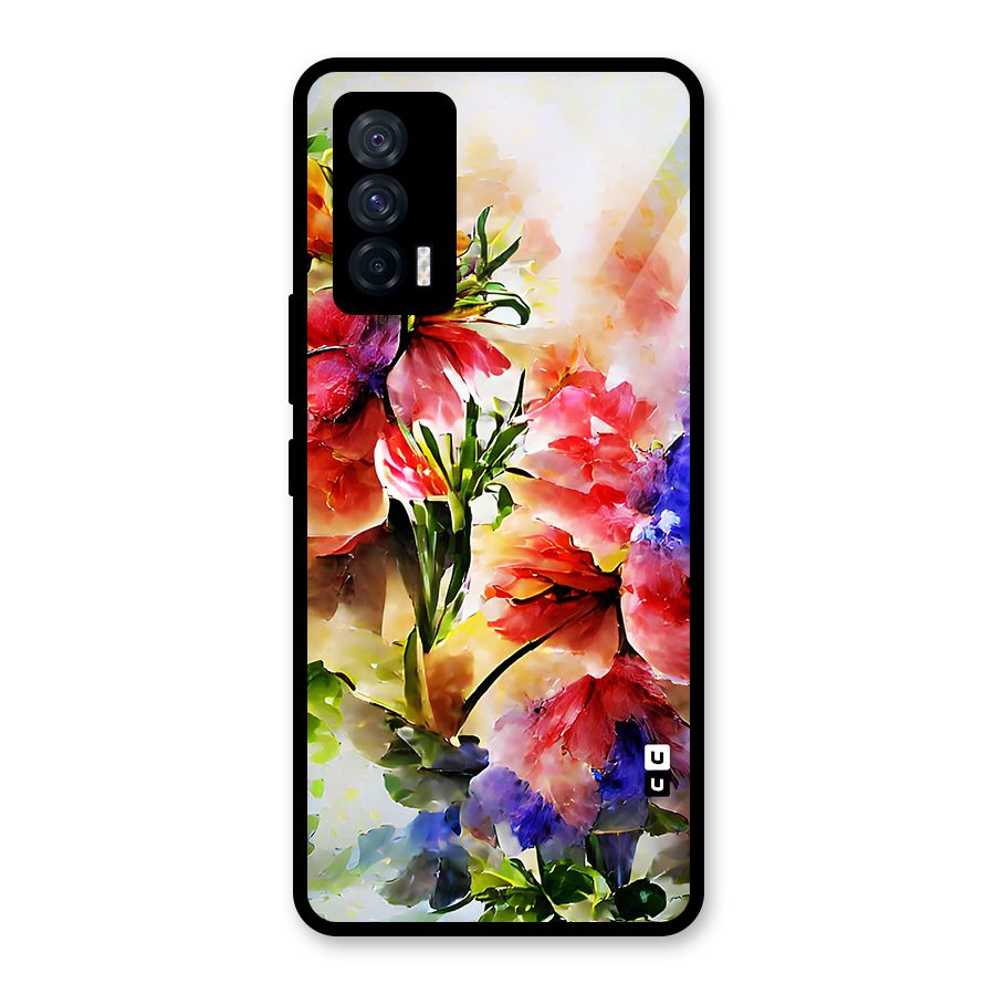 Colorful Flowers Fine Art Glass Back Case for Vivo iQOO 7 5G