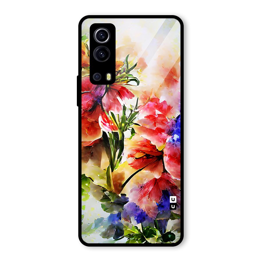 Colorful Flowers Fine Art Glass Back Case for Vivo iQOO Z3