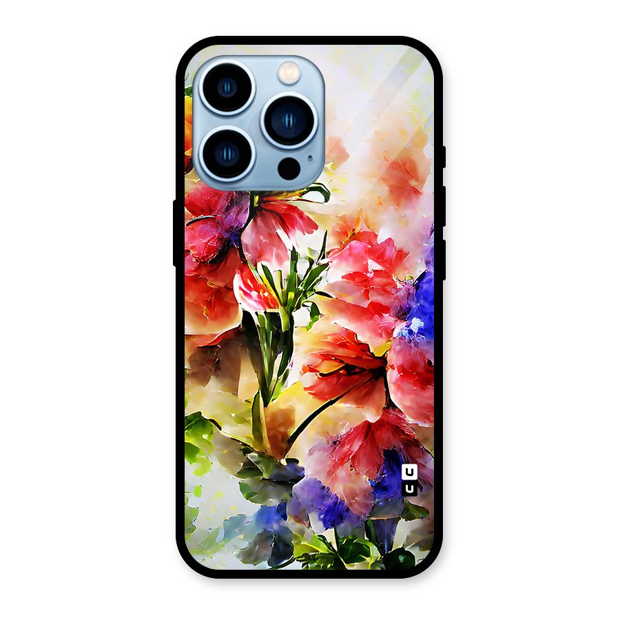 Colorful Flowers Fine Art Glass Back Case for iPhone 13 Pro