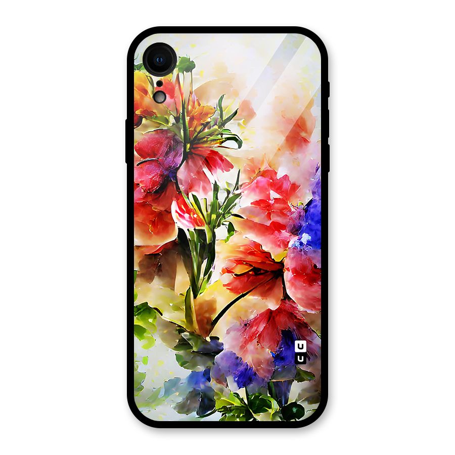 Colorful Flowers Fine Art Glass Back Case for iPhone XR