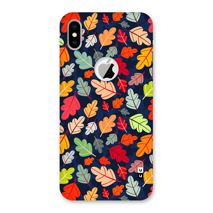 Colorful Leaves Beautiful Pattern Back Case for iPhone X Logo Cut