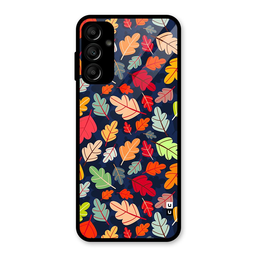 Colorful Leaves Beautiful Pattern Glass Back Case for Galaxy A14 5G