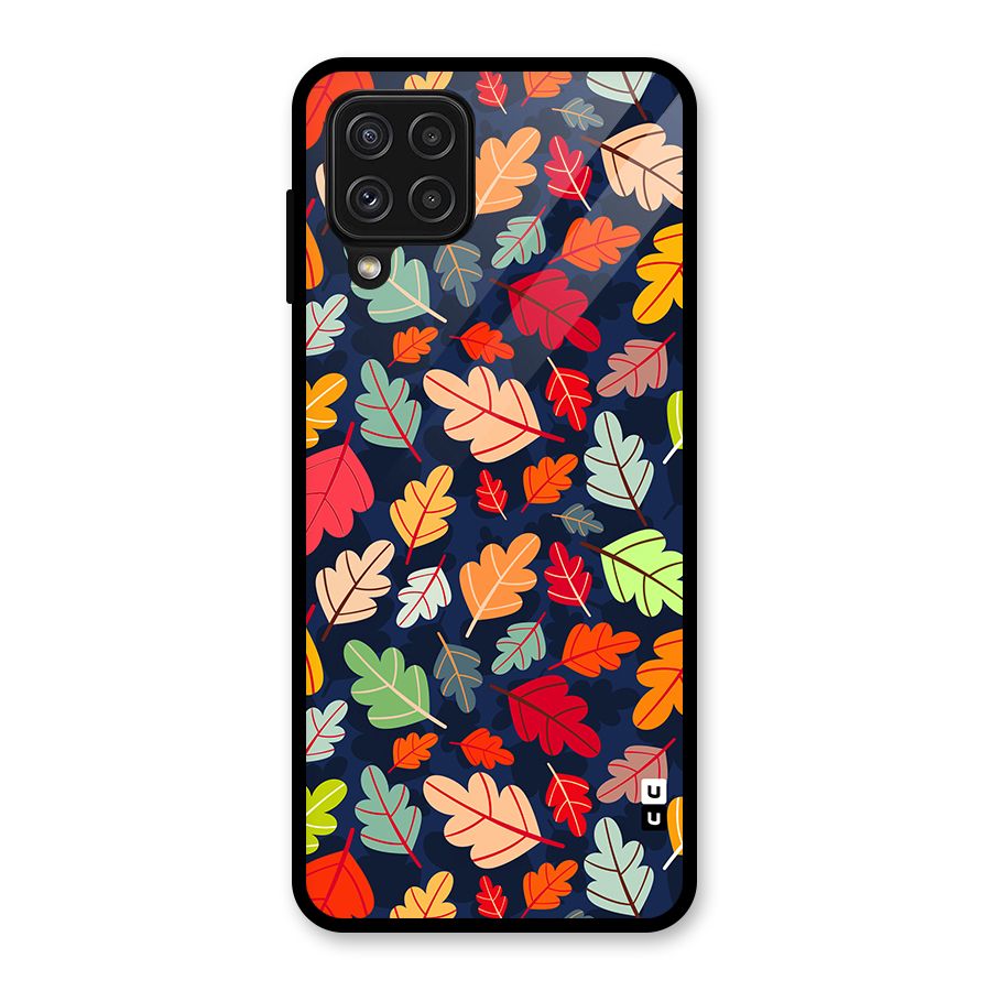 Colorful Leaves Beautiful Pattern Glass Back Case for Galaxy A22 4G