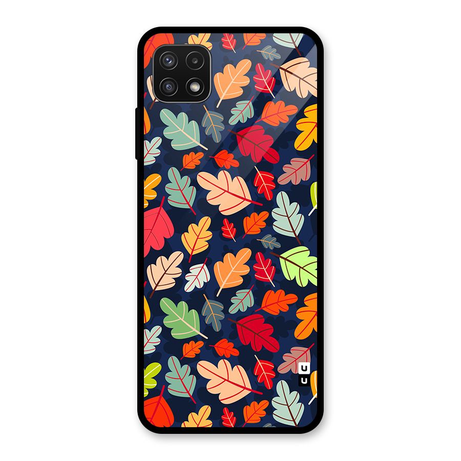 Colorful Leaves Beautiful Pattern Glass Back Case for Galaxy A22 5G