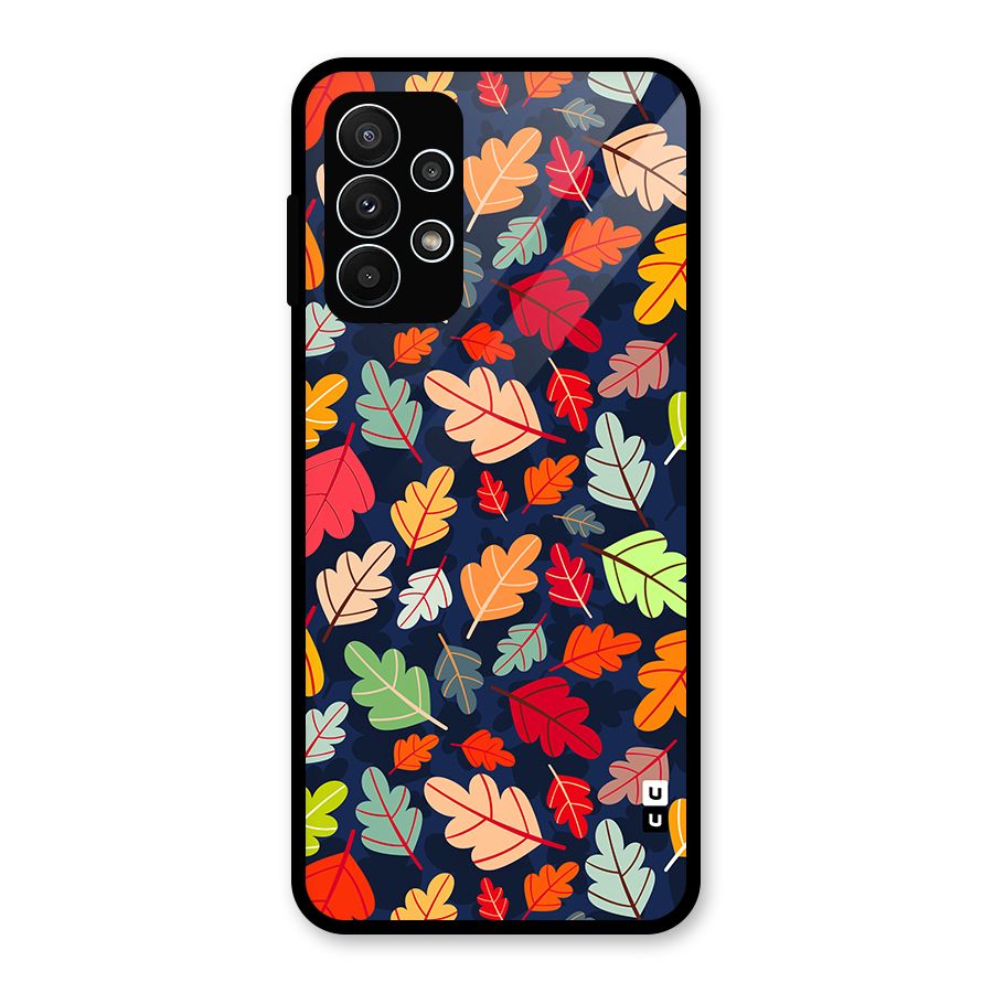 Colorful Leaves Beautiful Pattern Glass Back Case for Galaxy A23