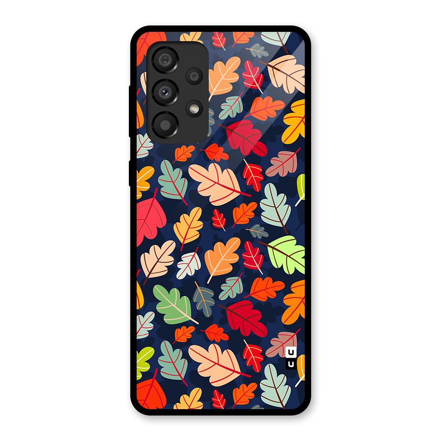 Colorful Leaves Beautiful Pattern Glass Back Case for Galaxy A33 5G