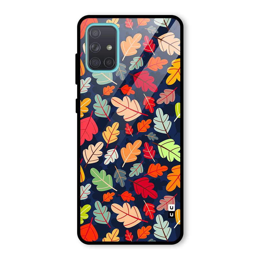 Colorful Leaves Beautiful Pattern Glass Back Case for Galaxy A71