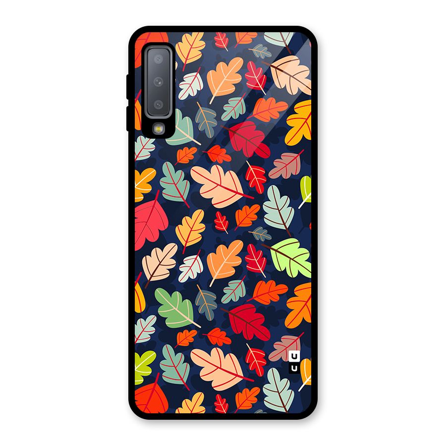 Colorful Leaves Beautiful Pattern Glass Back Case for Galaxy A7 (2018)