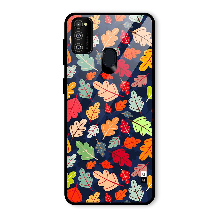 Colorful Leaves Beautiful Pattern Glass Back Case for Galaxy M30s