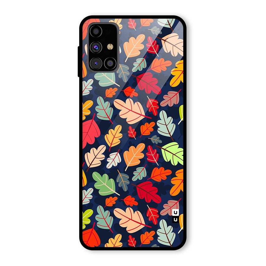 Colorful Leaves Beautiful Pattern Glass Back Case for Galaxy M31s