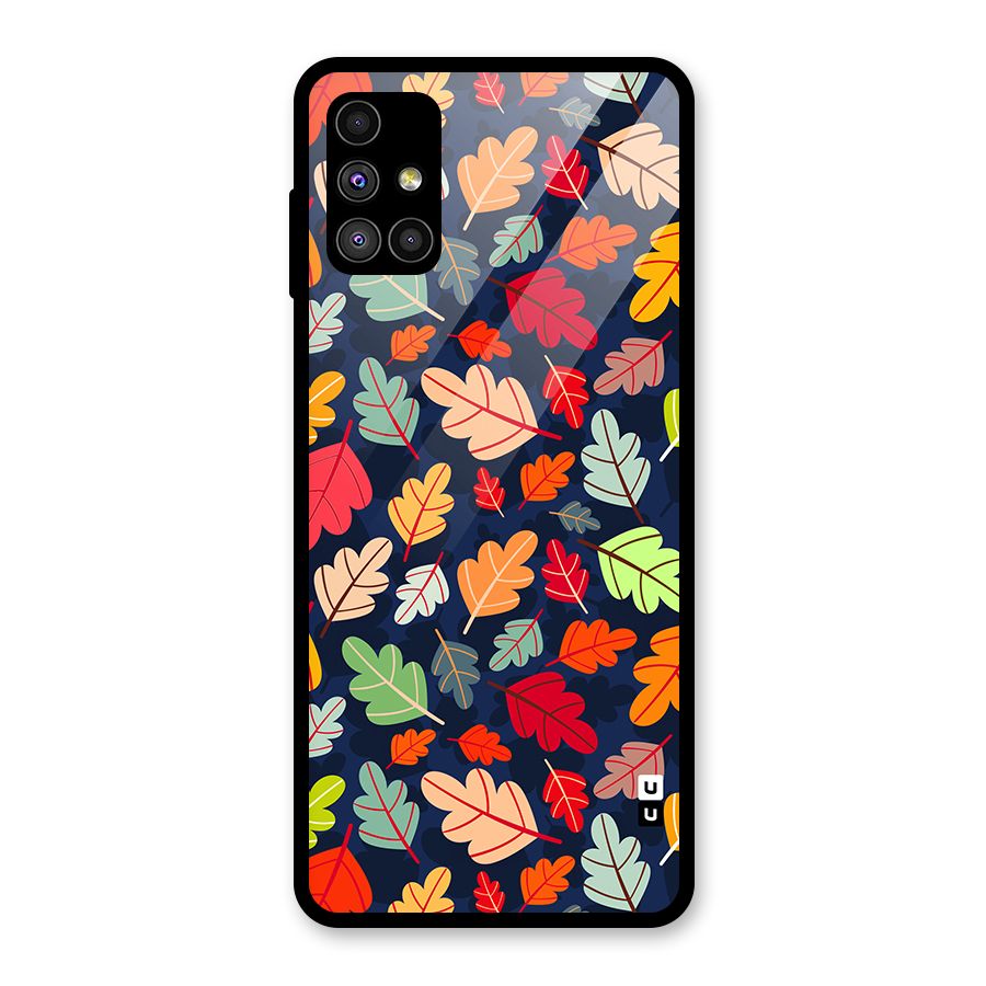 Colorful Leaves Beautiful Pattern Glass Back Case for Galaxy M51