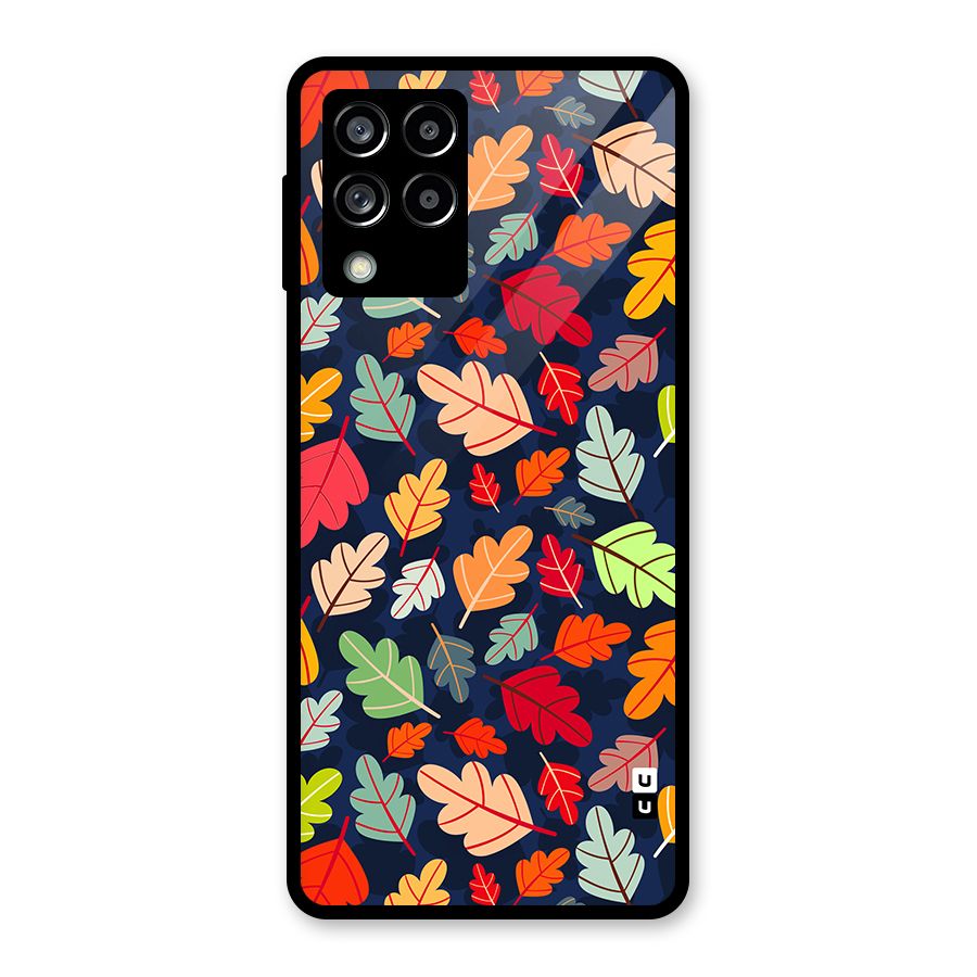 Colorful Leaves Beautiful Pattern Glass Back Case for Galaxy M53 5G