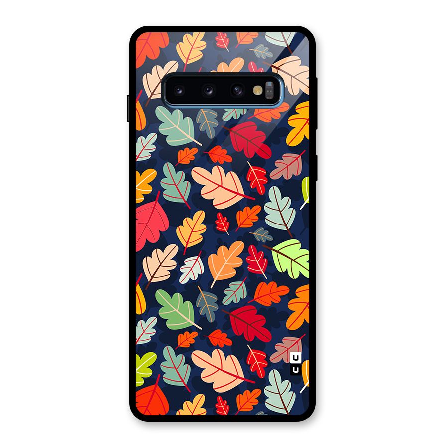 Colorful Leaves Beautiful Pattern Glass Back Case for Galaxy S10