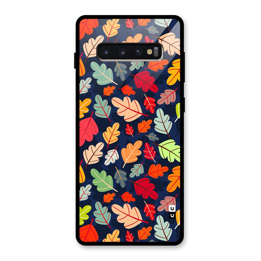 Colorful Leaves Beautiful Pattern Glass Back Case for Galaxy S10 Plus