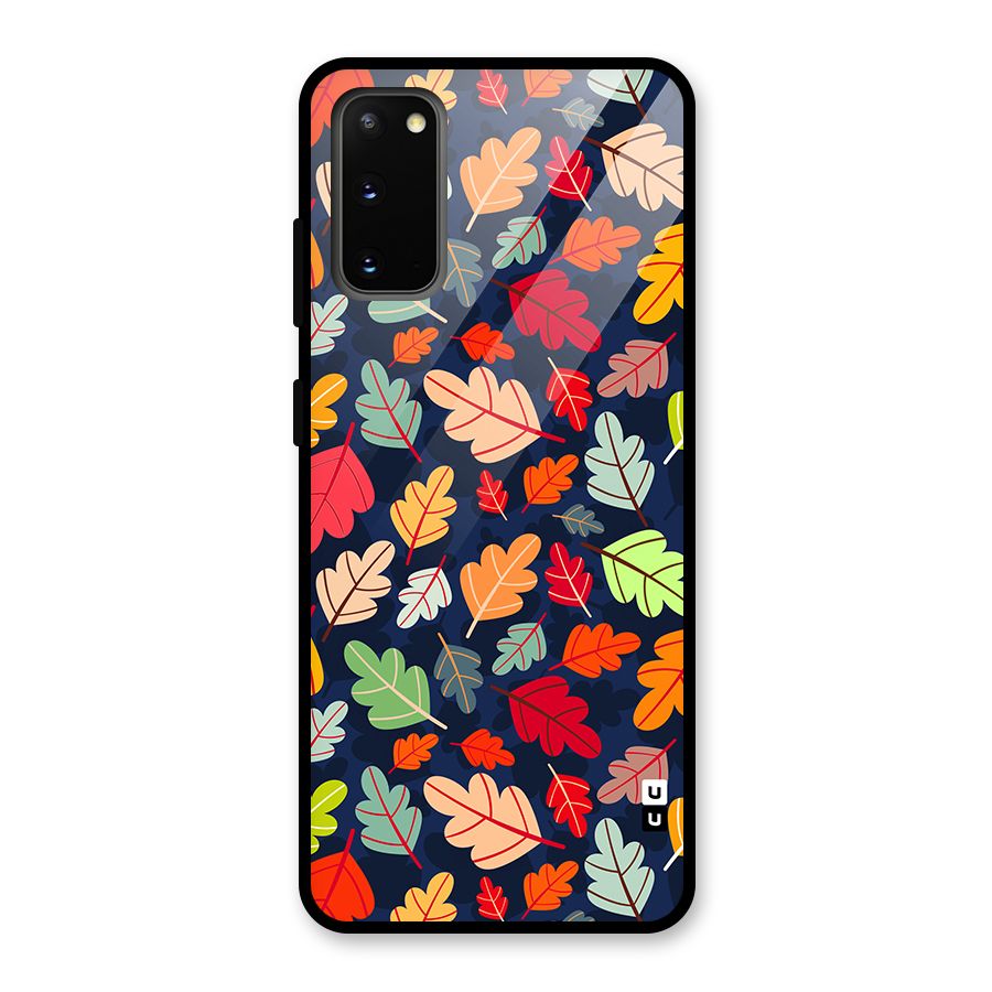 Colorful Leaves Beautiful Pattern Glass Back Case for Galaxy S20