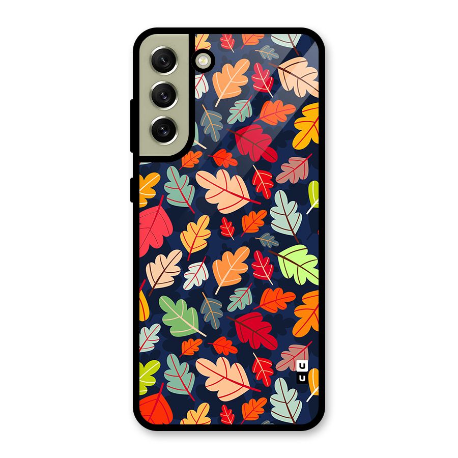 Colorful Leaves Beautiful Pattern Glass Back Case for Galaxy S21 FE 5G