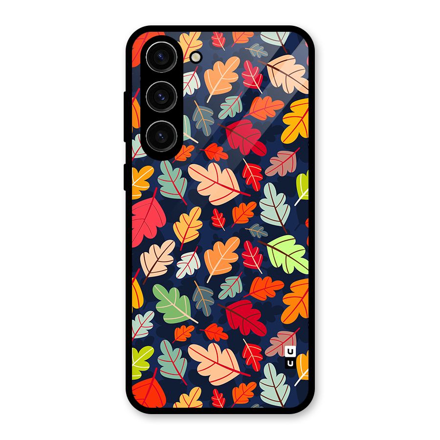 Colorful Leaves Beautiful Pattern Glass Back Case for Galaxy S23 Plus