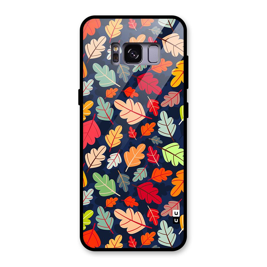 Colorful Leaves Beautiful Pattern Glass Back Case for Galaxy S8