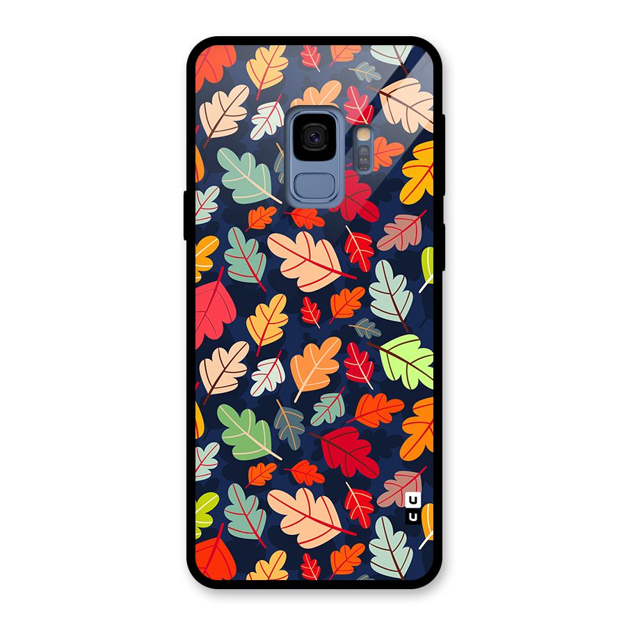 Colorful Leaves Beautiful Pattern Glass Back Case for Galaxy S9