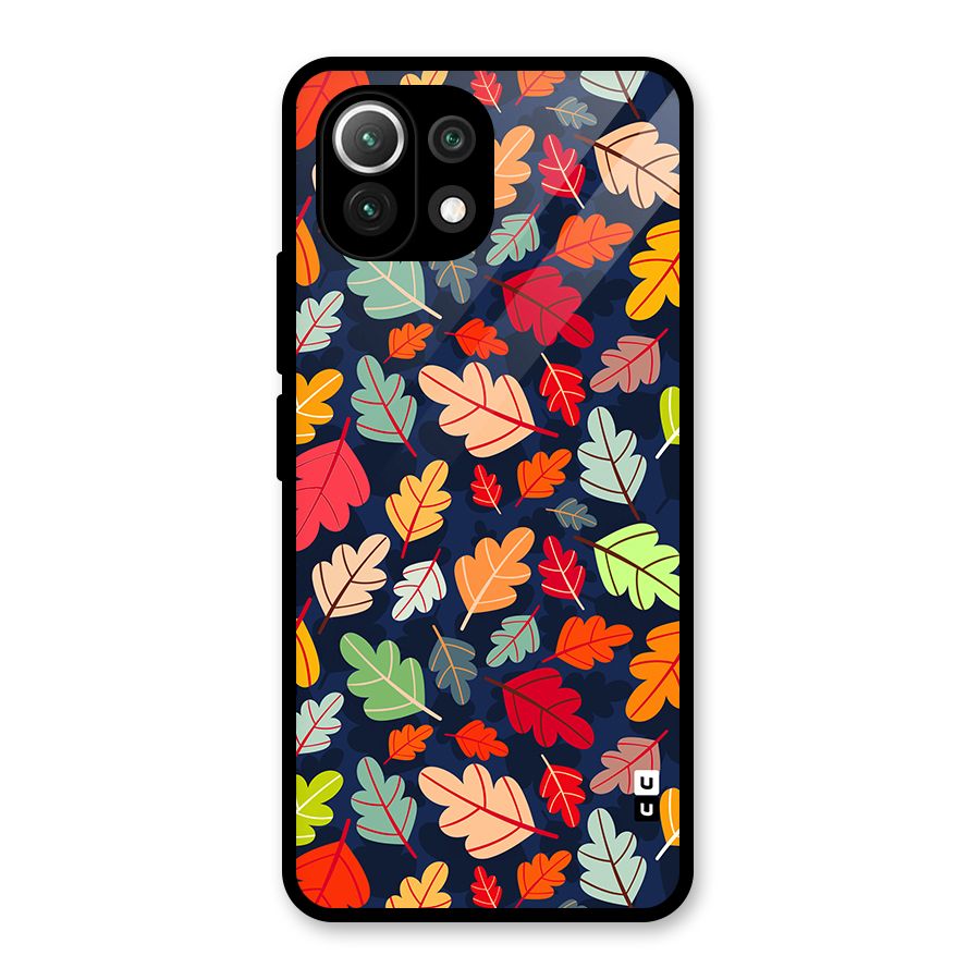 Colorful Leaves Beautiful Pattern Glass Back Case for Mi 11 Lite NE 5G