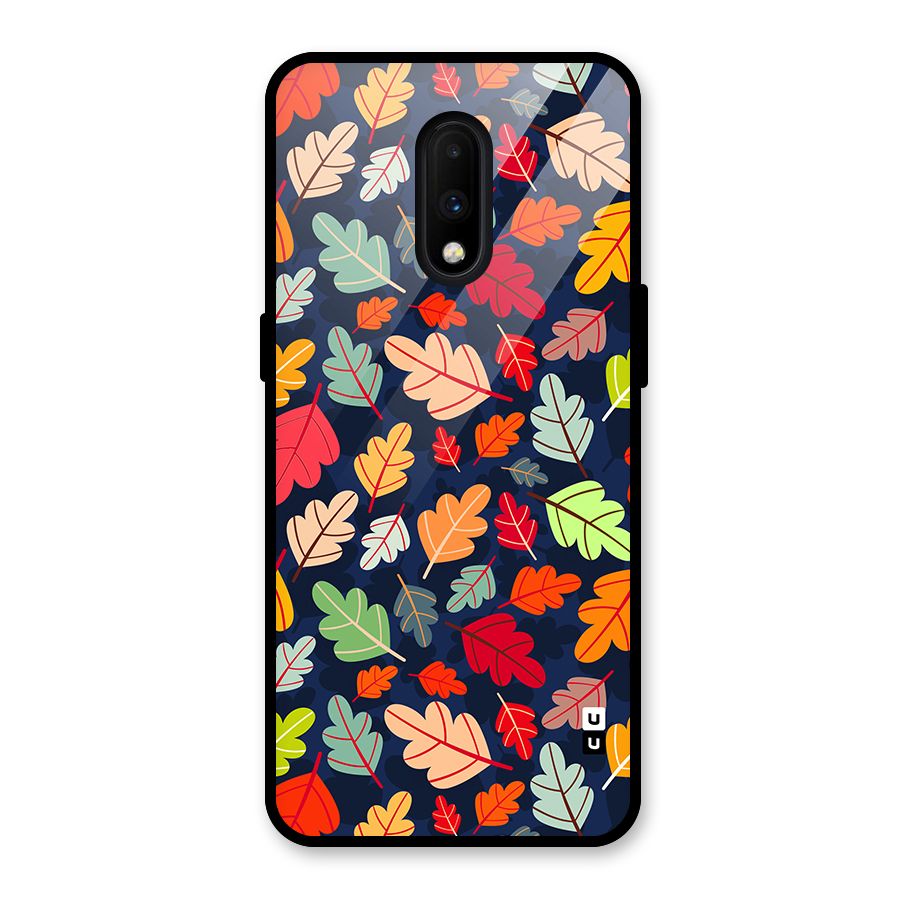 Colorful Leaves Beautiful Pattern Glass Back Case for OnePlus 7