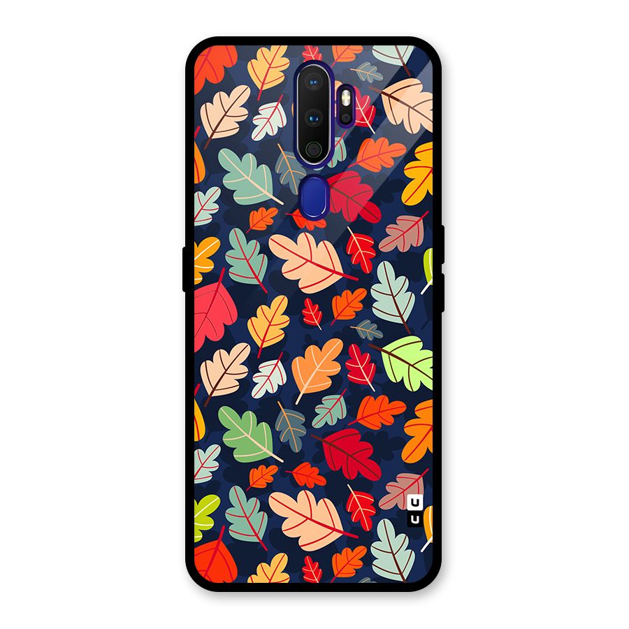 Colorful Leaves Beautiful Pattern Glass Back Case for Oppo A9 (2020)