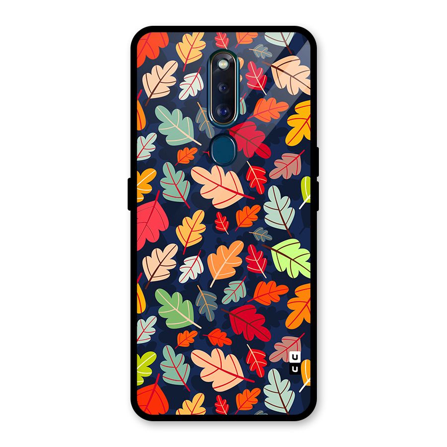 Colorful Leaves Beautiful Pattern Glass Back Case for Oppo F11 Pro