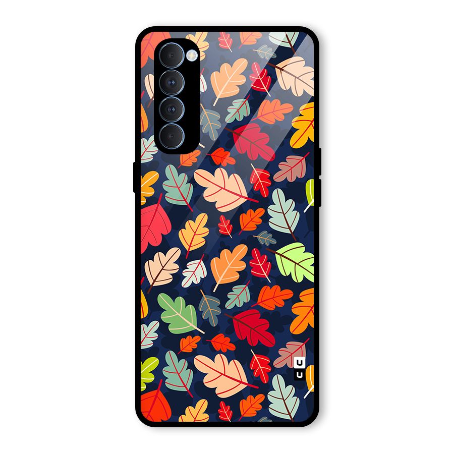 Colorful Leaves Beautiful Pattern Glass Back Case for Oppo Reno4 Pro