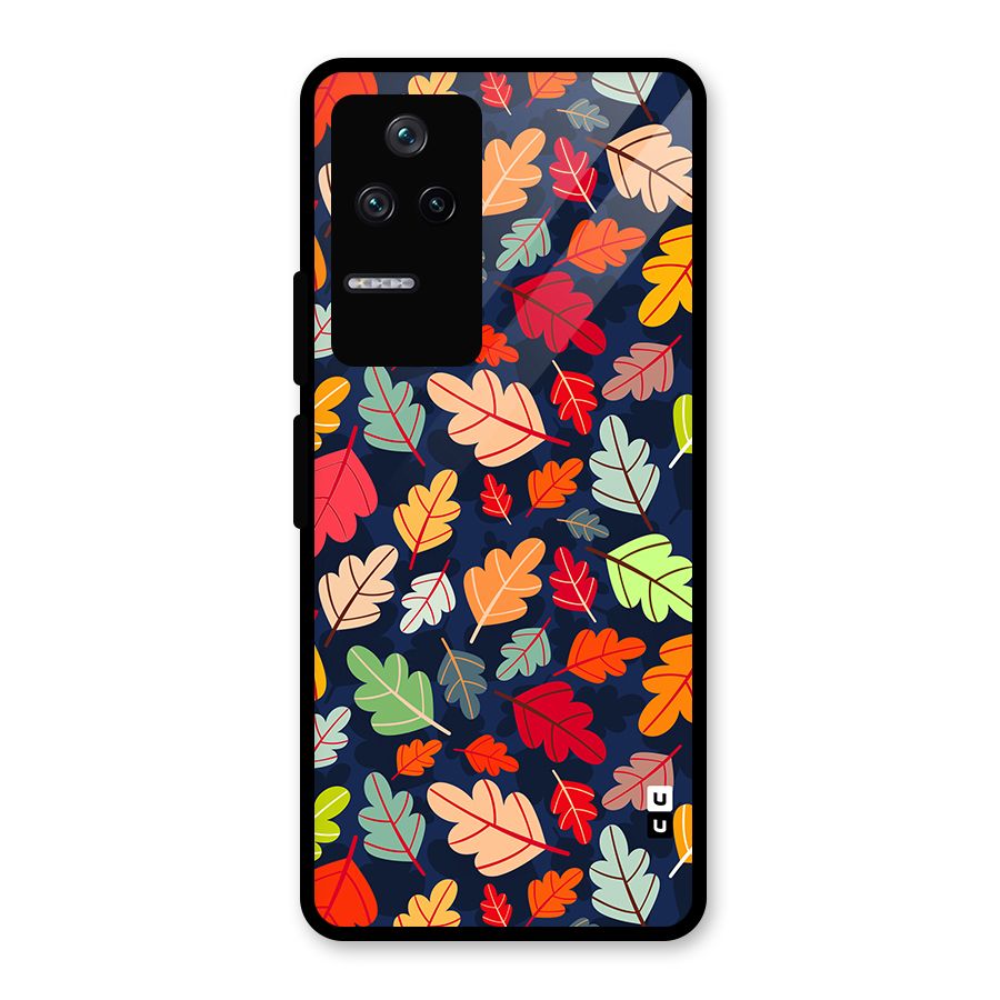 Colorful Leaves Beautiful Pattern Glass Back Case for Poco F4 5G