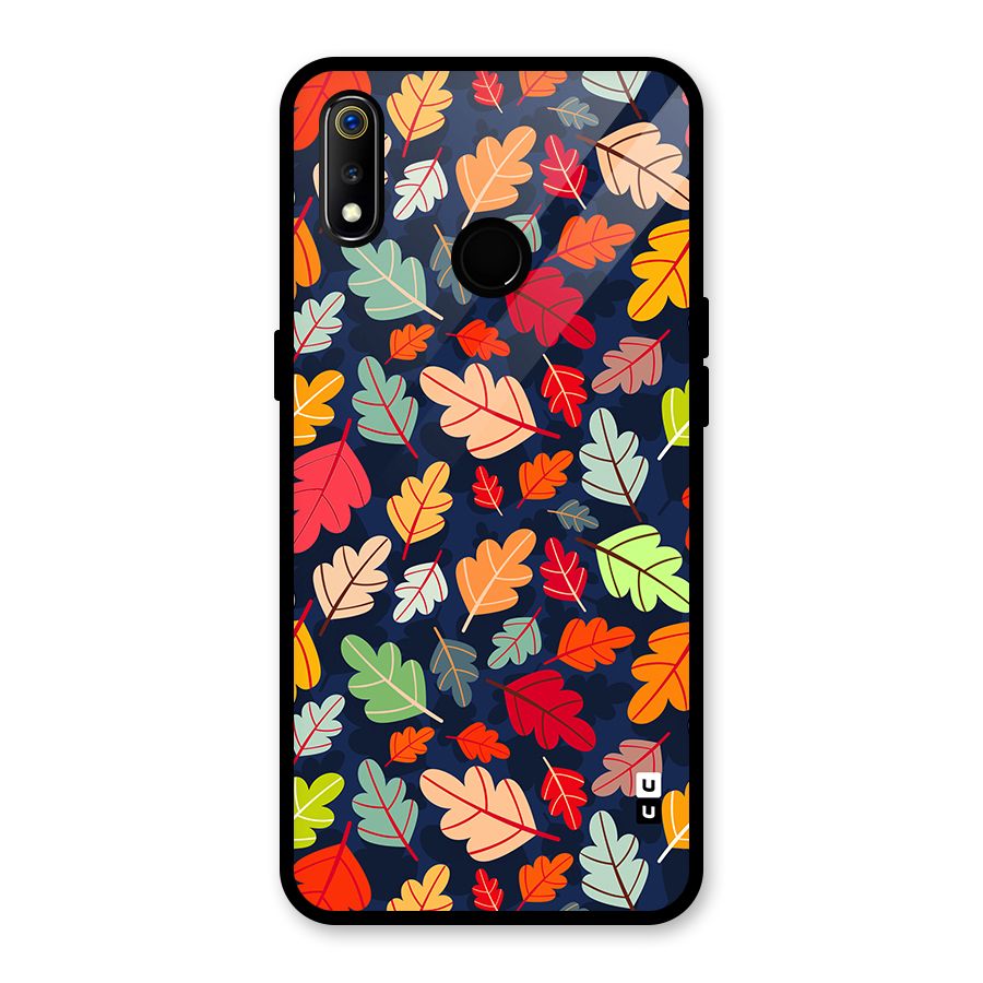Colorful Leaves Beautiful Pattern Glass Back Case for Realme 3i